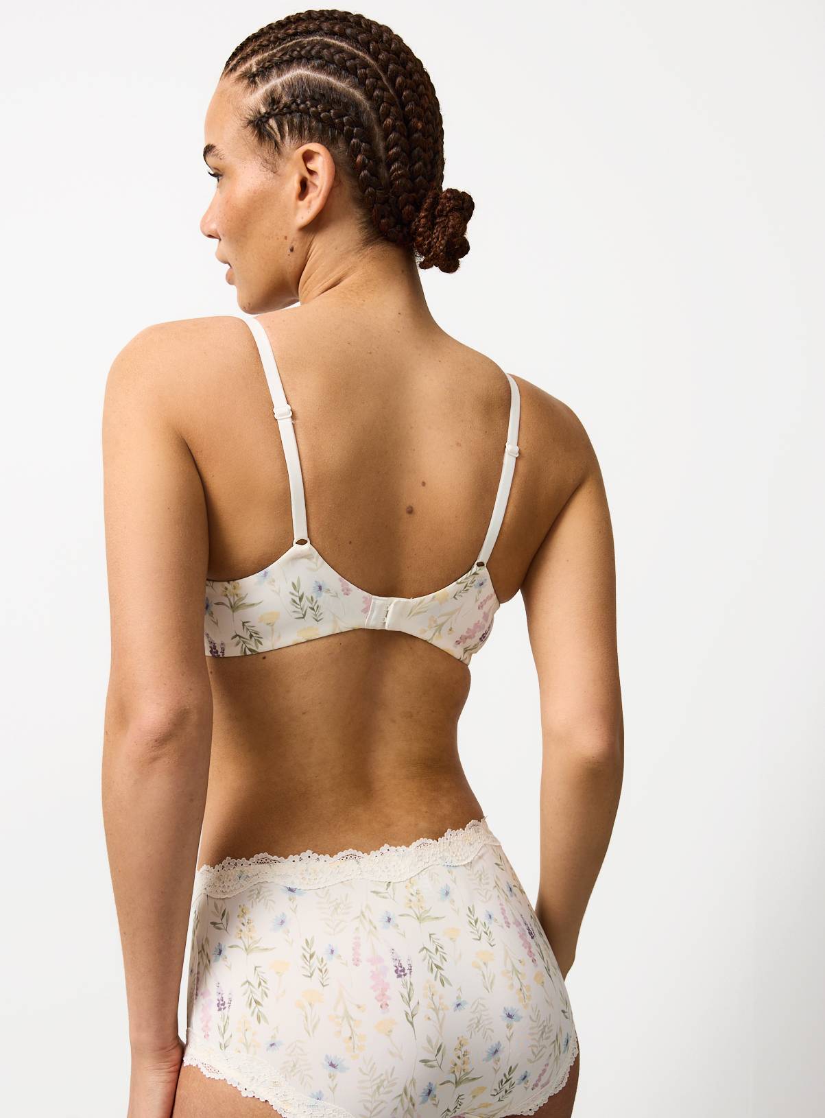 White Floral Print T-Shirt Bra 40C - Image 5